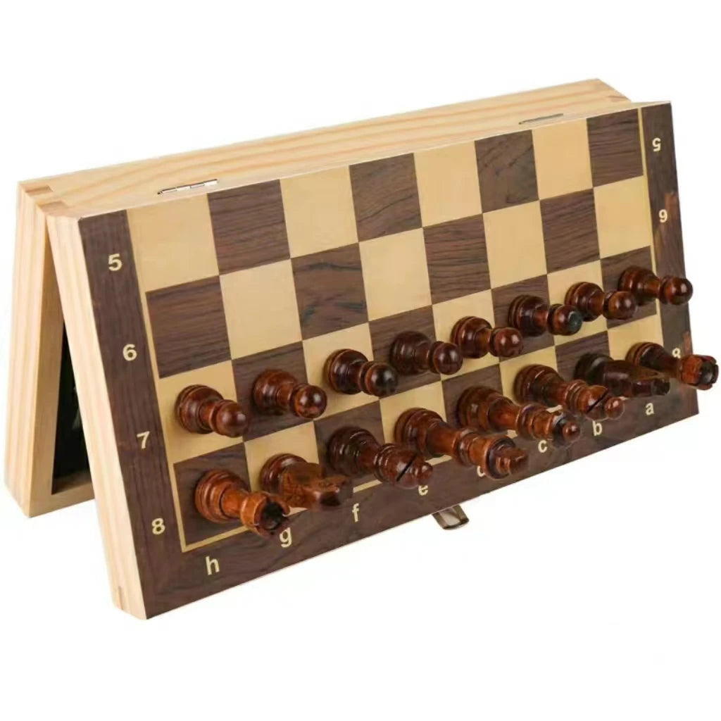 My Chess Boy Large Magnetic Wooden Folding Chess Set